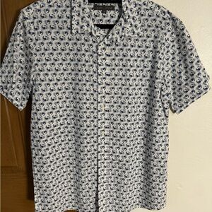 Slate & Stone White and Blue Crab Print Casual Button Down Shirt